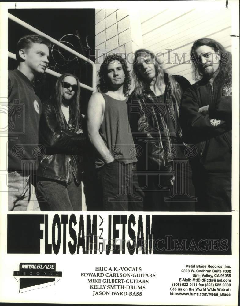 1997 Press Photo Five Members of the band Flotsam and Jetsam stand in portrait- Historic Images