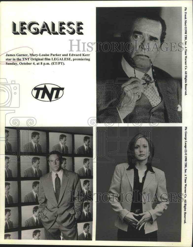 1998 Press Photo Actor James Garner with co-stars in &quot;Legalese&quot; on TNT portraits- Historic Images