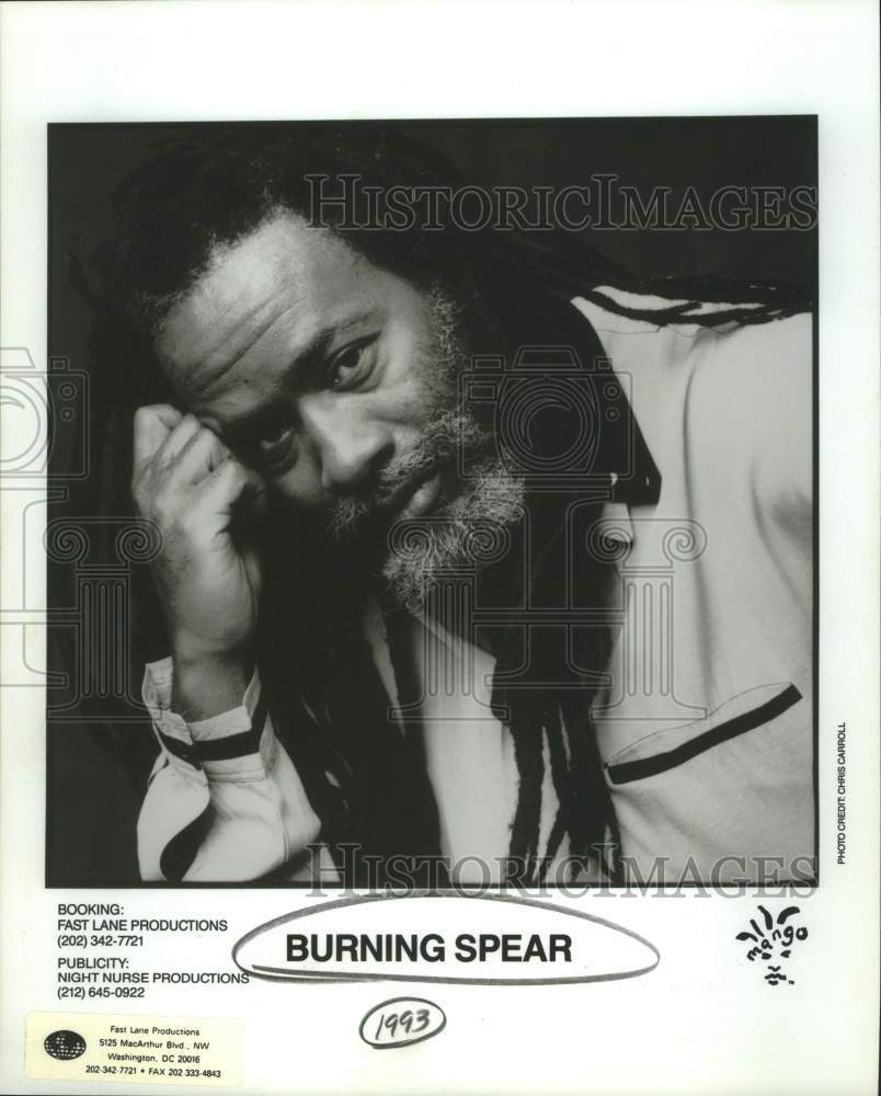 1993 Press Photo Entertainer Burning Spear in closeup portrait - sap07851- Historic Images