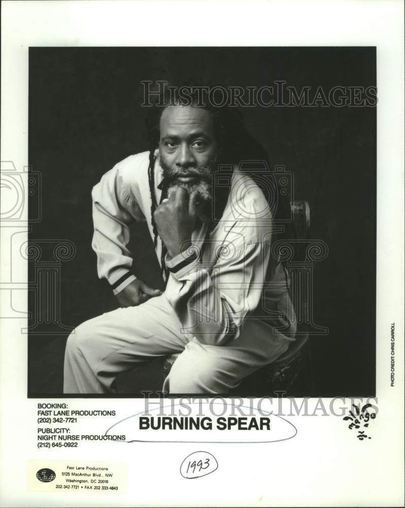 1993 Press Photo Reggae Artist Burning Spear, Musician in portrait - sap07857- Historic Images