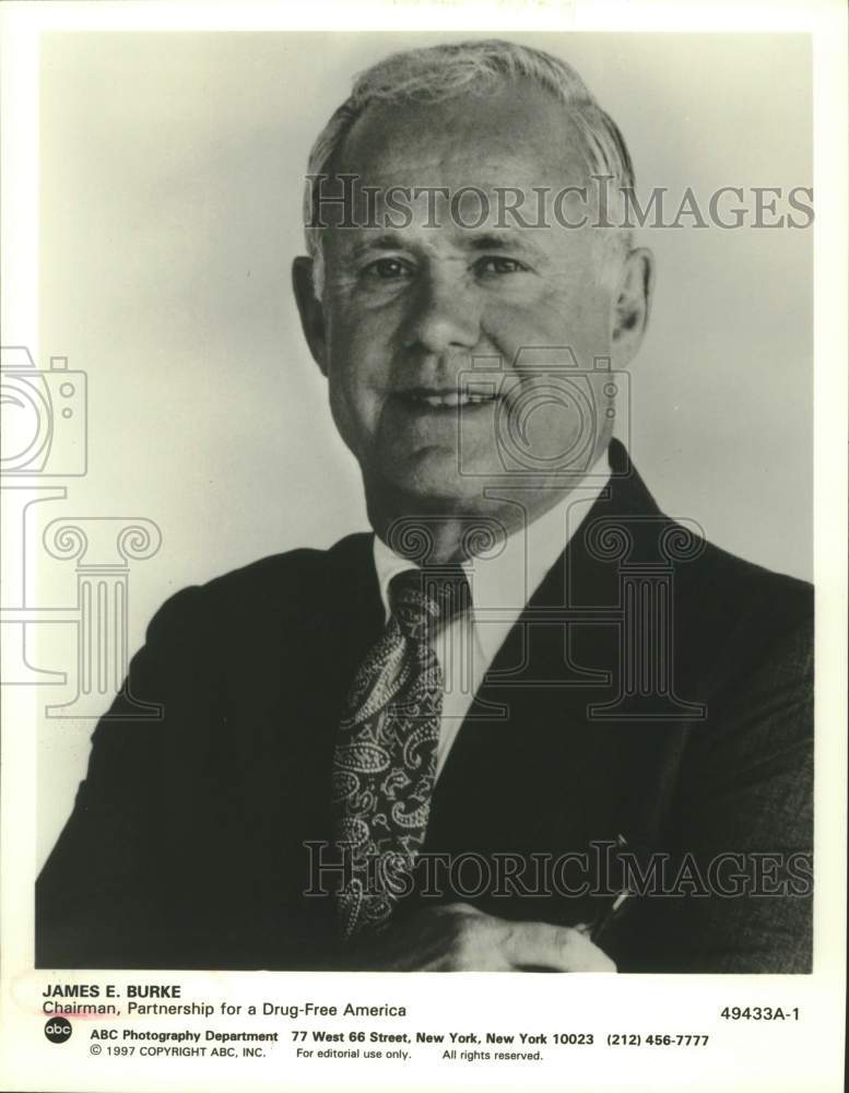 1997 Press Photo James E. Burke, Chairman, Partnership for a Drug-Free America- Historic Images