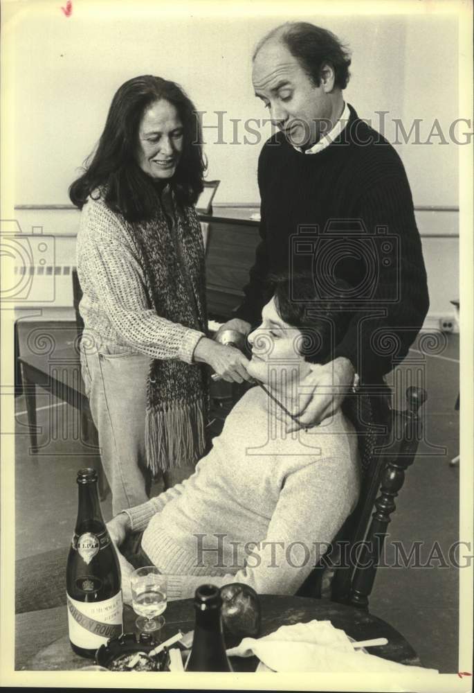 1981 Press Photo Actors Coleen Dewhurst, Peter Goetz, John Vickery in rehearsal- Historic Images