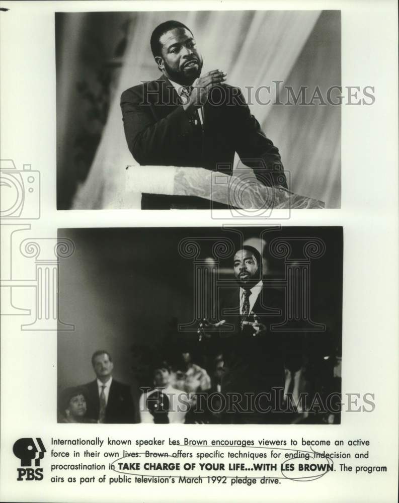 1992 Press Photo Speaker Les Brown in &quot;Take Charge of Your Life&quot; seminar- Historic Images