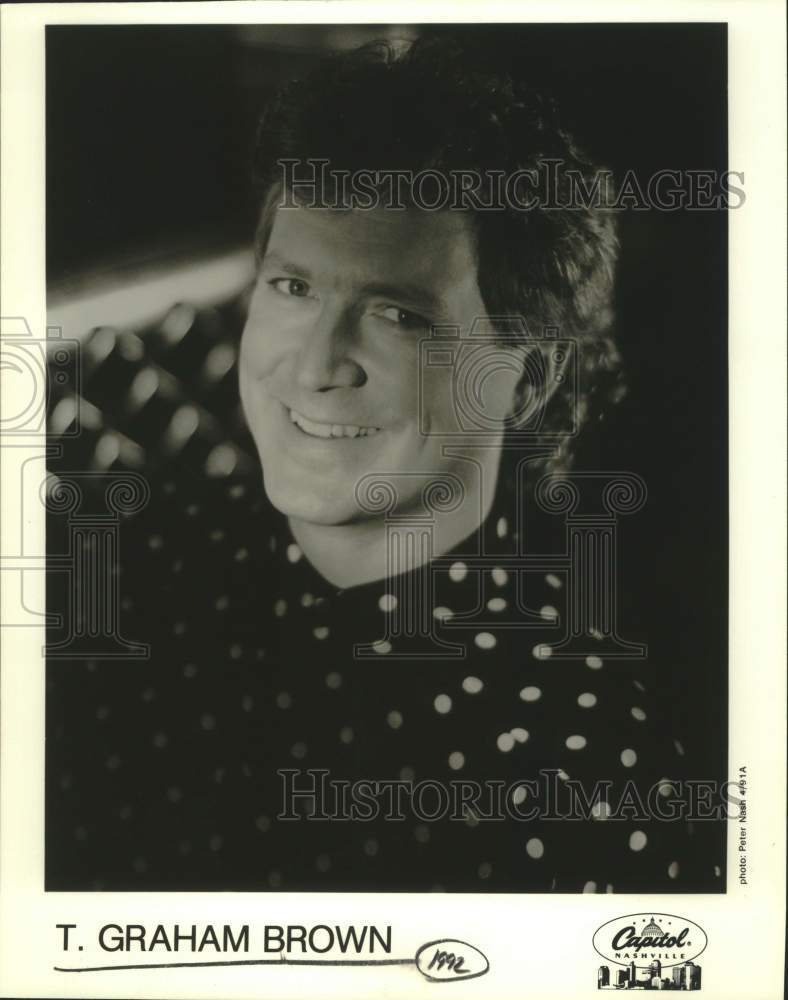 1991 Press Photo Gospel Singer T. Graham Brown smiles in closeup portrait- Historic Images