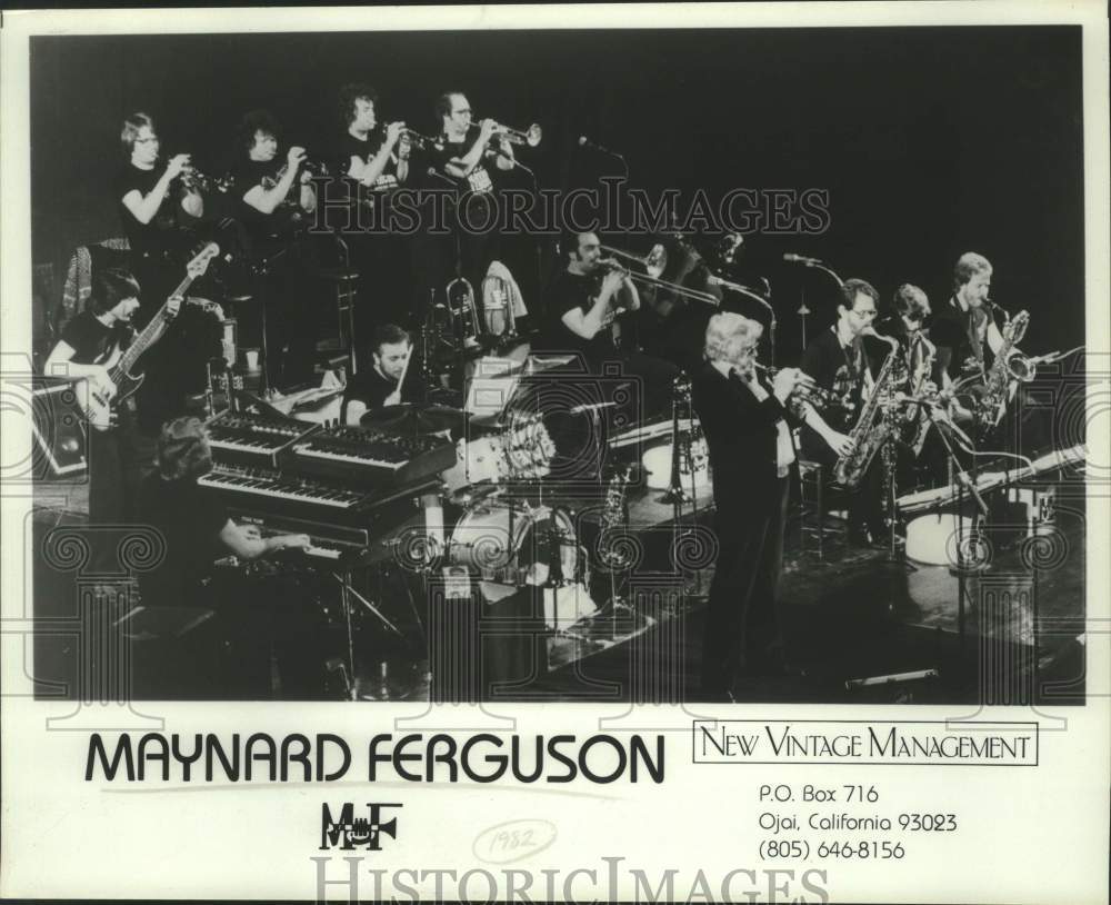 1982 Press Photo Trumpet Player Maynard Ferguson, Musician performs with group- Historic Images