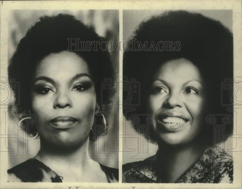 1977 Press Photo Actress and Singer Roberta Flack in two portraits, closeup- Historic Images