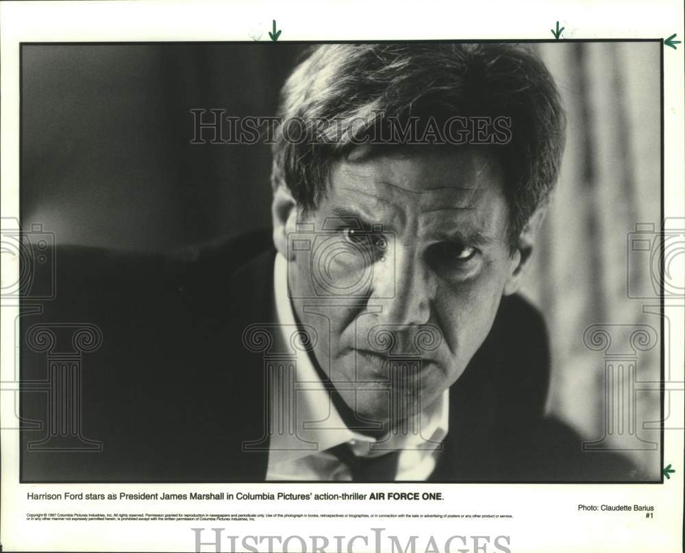 1987 Press Photo Actor Harrison Ford as President James Marshal in Air Force One- Historic Images