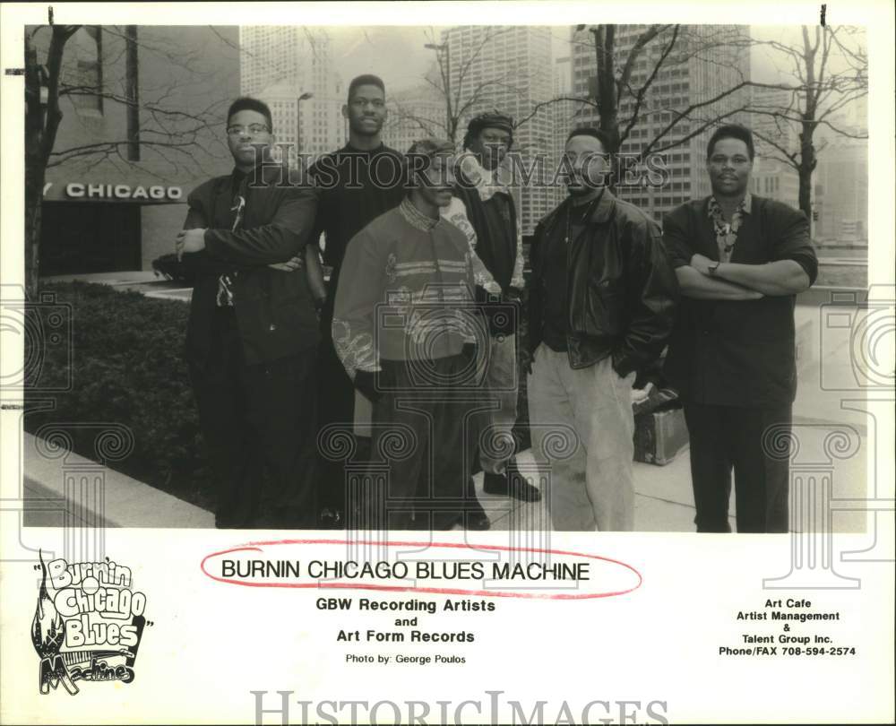 1995 Press Photo Six Members of the band Burnin' Chicago Blues Machine- Historic Images