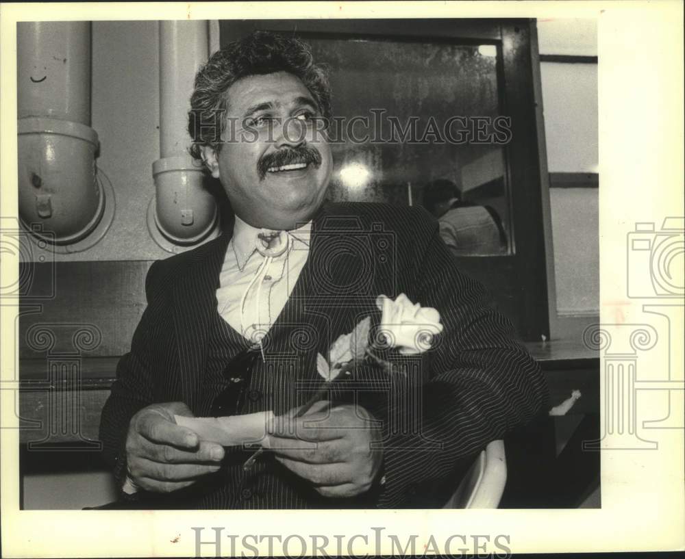 1983 Press Photo Singer Freddy Fender smiles in closeup portrait at Stock Show- Historic Images