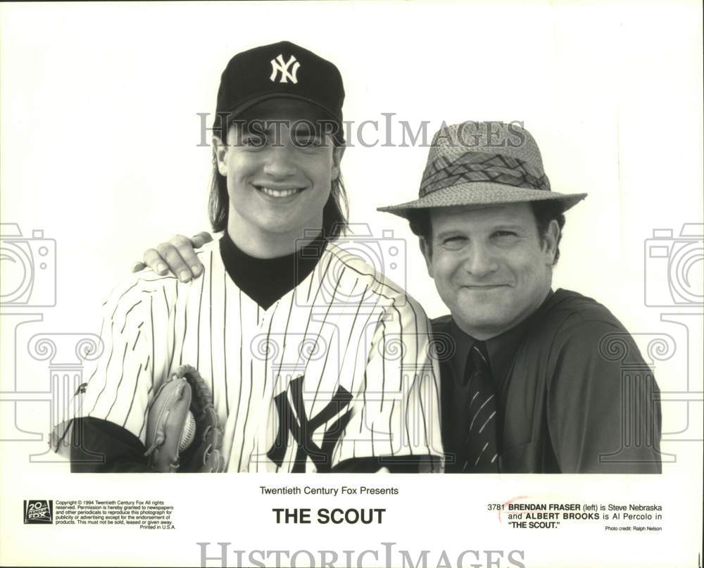 1994 Press Photo Actors Brendan Fraser, Albert Brooks in &quot;The Scout&quot; movie- Historic Images