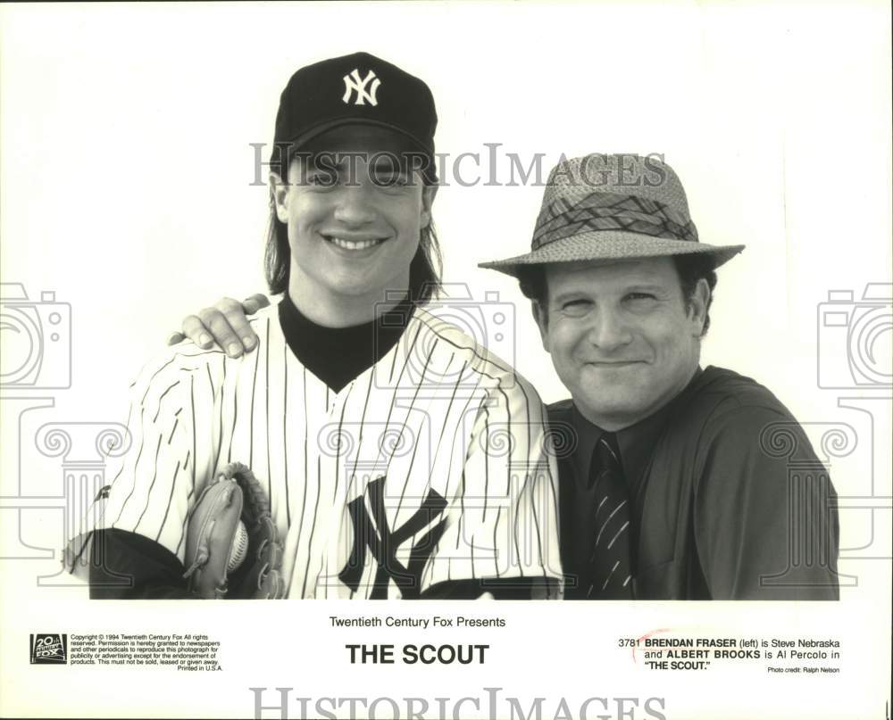 1994 Press Photo Actors Brendan Fraser, Albert Brooks in "The Scout" movie- Historic Images
