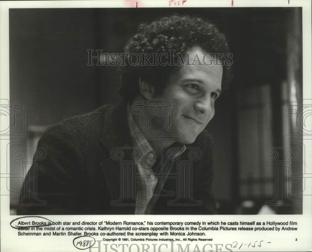 1981 Press Photo Director and Actor Albert Brooks in "Modern Romance" comedy- Historic Images