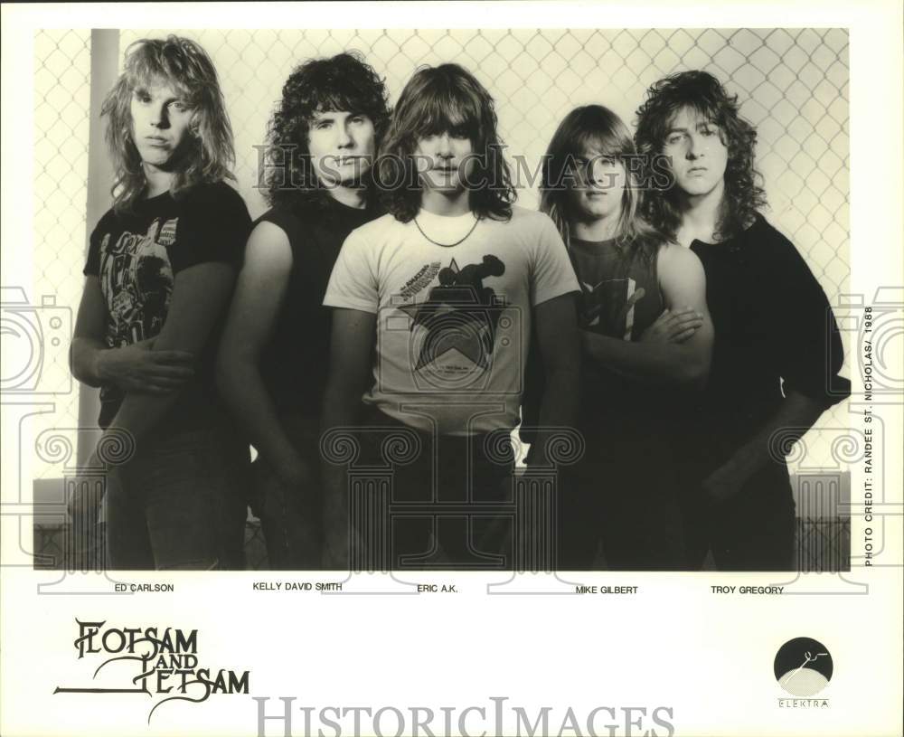 1988 Press Photo Five Members of the band Flotsam and Jetsam band - sap08629- Historic Images