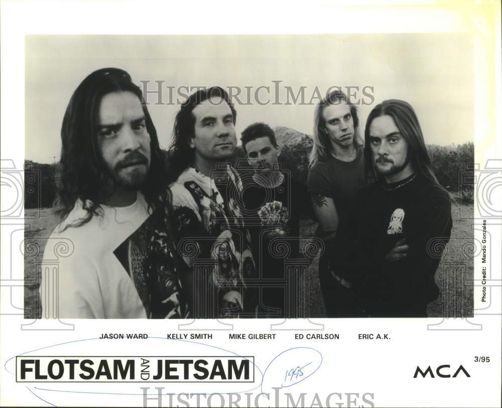 1995 Press Photo Eric A.K. with fellow members of band Flotsam and Jetsam- Historic Images