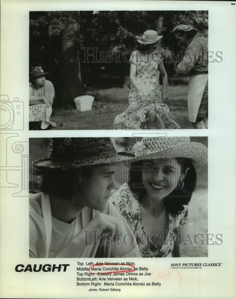 1997 Press Photo Actors Arie Verveen, Maria Conchita Alonso in &quot;Caught&quot; movie- Historic Images