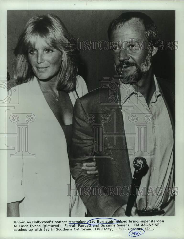 1981 Press Photo Jay Bernstein with Actress Linda Evans in Southern California- Historic Images