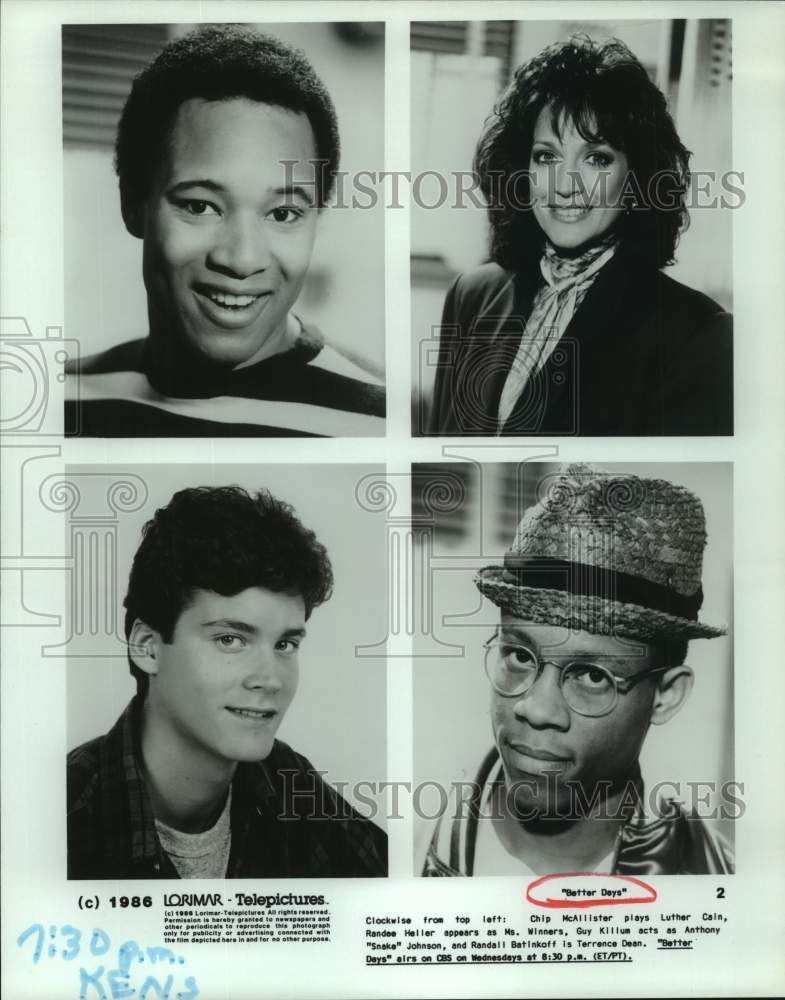 1986 Press Photo Actors in portraits of &quot;Better Days&quot; on CBS Television Network- Historic Images