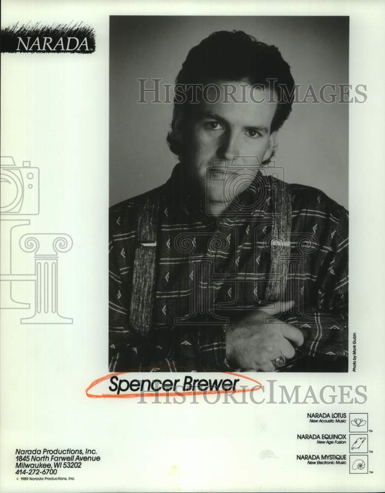 1989 Press Photo Musician Spencer Brewer, Pianist in closeup portrait- Historic Images