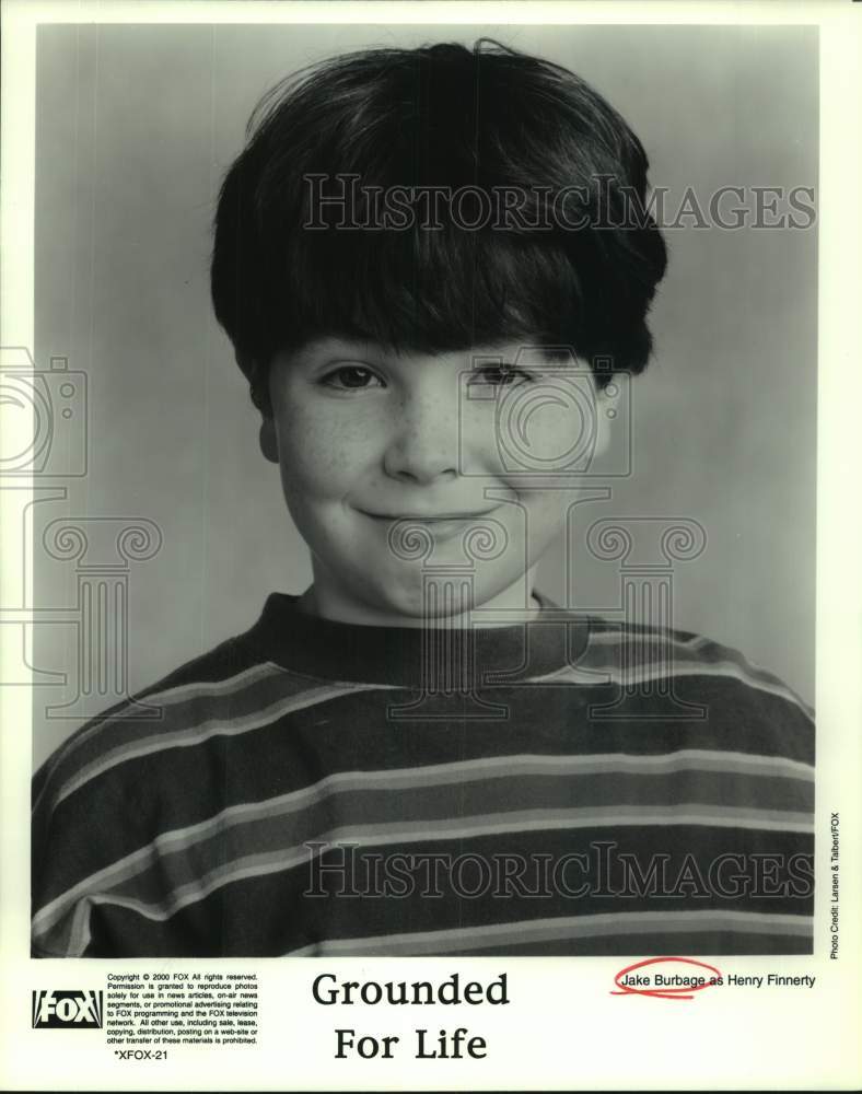 2000 Press Photo Actor Jake Burbage as Henry Finnerty in &quot;Grounded For Life&quot;- Historic Images