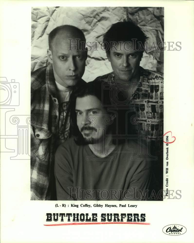 1996 Press Photo King Coffey, Gibby Haynes, Paul Leary in band Butthole Surfers- Historic Images