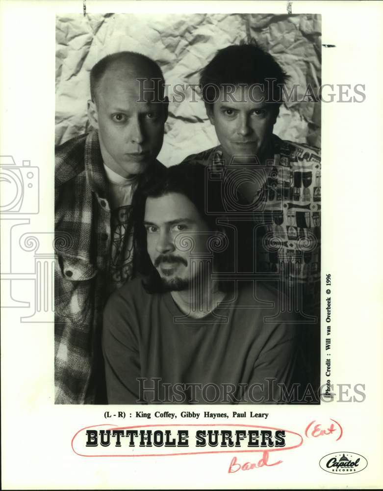 1996 Press Photo King Coffey, Gibby Haynes, Paul Leary of band Butthole Surfers- Historic Images