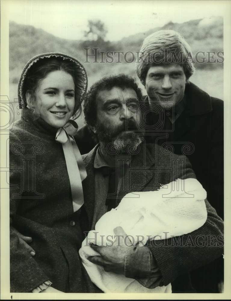 1982 Press Photo Actors Melissa Gilbert, Dean Butler, Victor French in NBC-TV- Historic Images