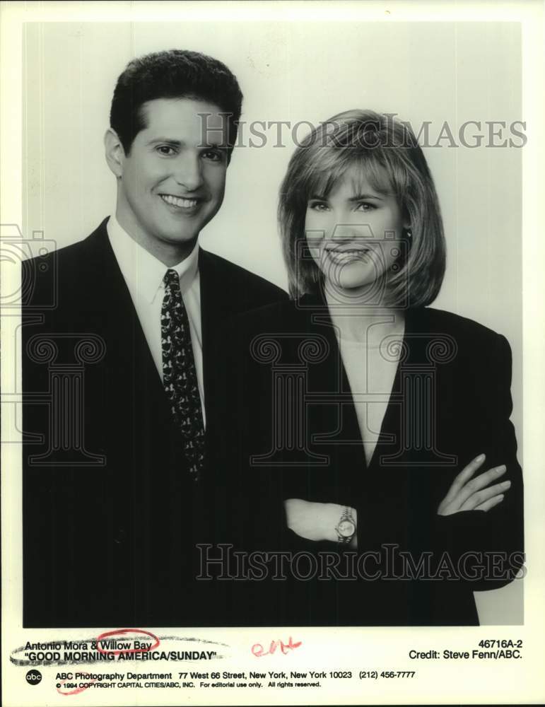 1994 Press Photo Antonio Mora and Willow Bay on "Good Morning America/Sunday"- Historic Images