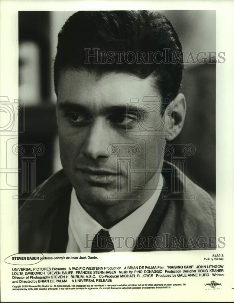 1992 Press Photo Actor Steven Bauer in &quot;Raising Cain&quot; movie closeup - sap09380- Historic Images