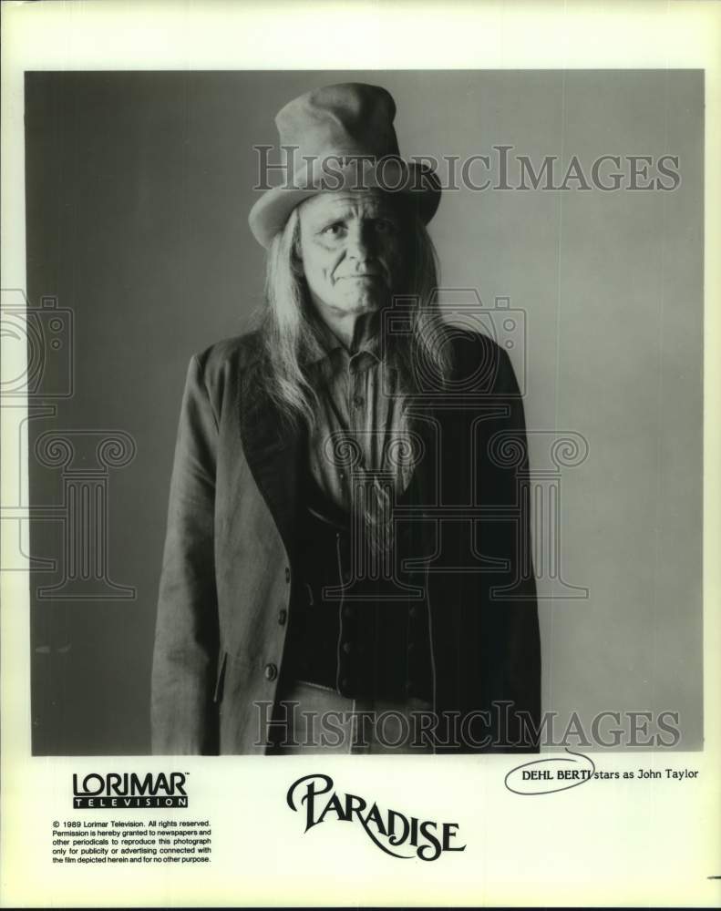 1989 Press Photo Actor Dehl Berti stars as John Taylor in &quot;Paradise&quot; movie- Historic Images