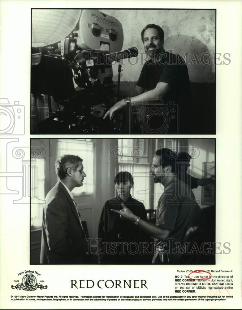 1997 Press Photo Director Jon Avnet with Actors Richard Gere, Bai Ling on set- Historic Images