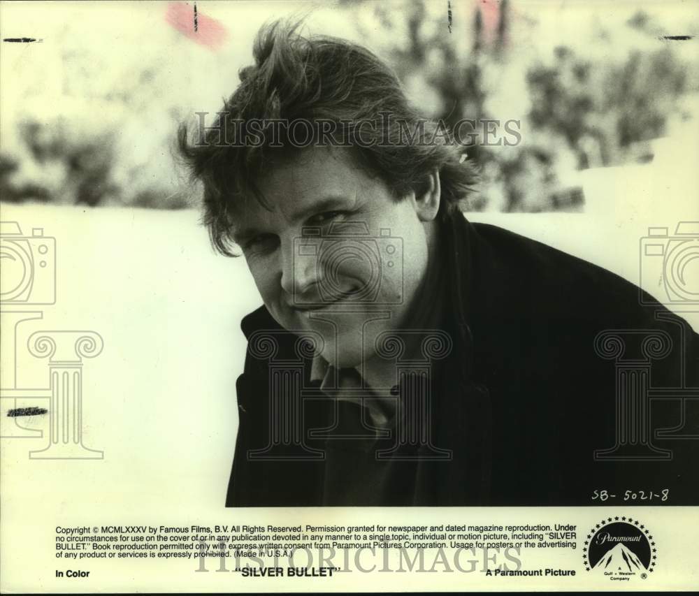 1996 Press Photo Actor Gary Busey in "Silver Bullet" movie portrait closeup- Historic Images