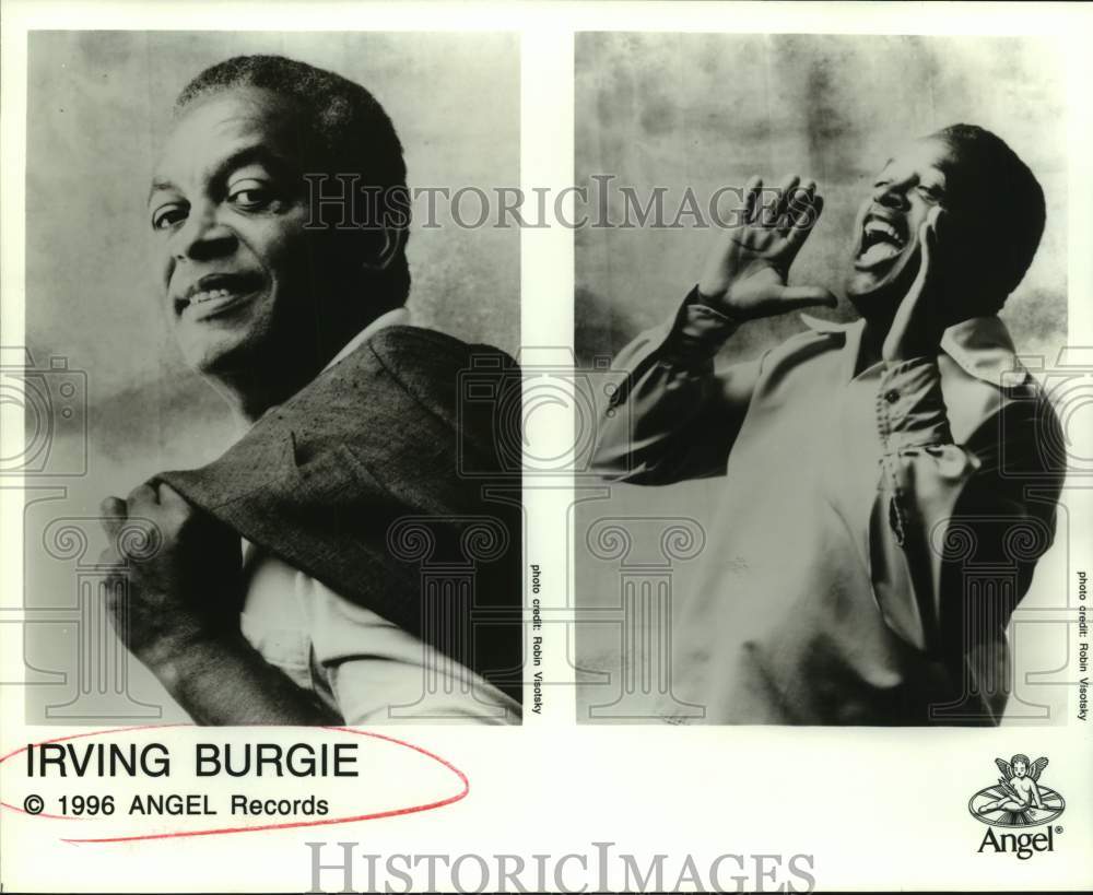 1996 Press Photo American Songwriter Irving Burgie in two portraits - sap09797- Historic Images