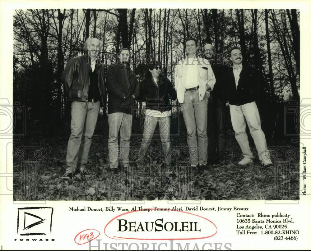 1993 Press Photo Six Members of the band BeauSoleil outside in portrait- Historic Images