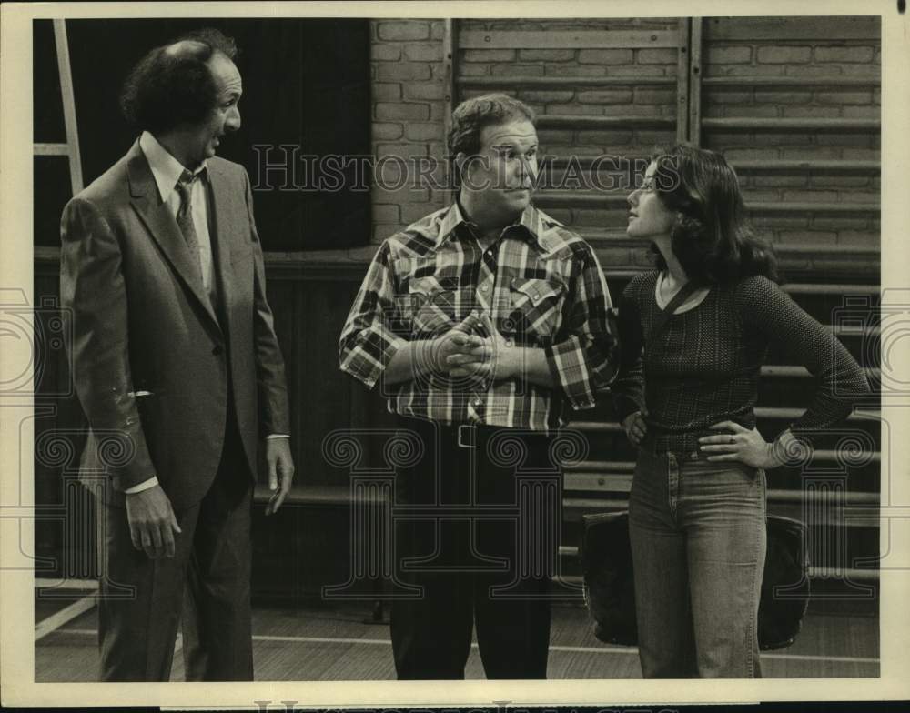 1977 Press Photo Dick Libertini, Ned Beatty, Debra Winger in "Szysznyk" on CBS- Historic Images