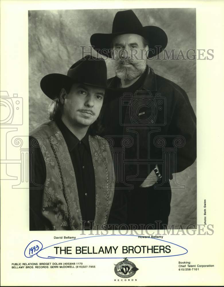 1993 Press Photo David Bellamy, Howard Bellamy, The Bellamy Brothers, Musicians- Historic Images