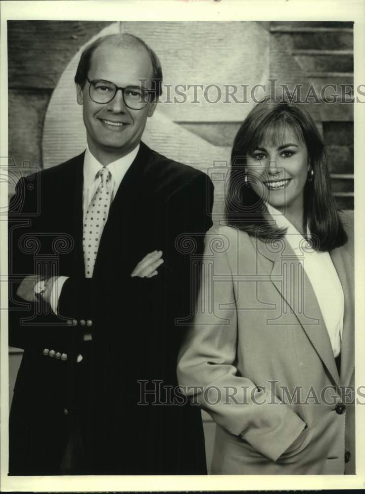 1989 Press Photo Harry Smith, Kathleen Sullivan "CBS This Morning" on CBS TV- Historic Images