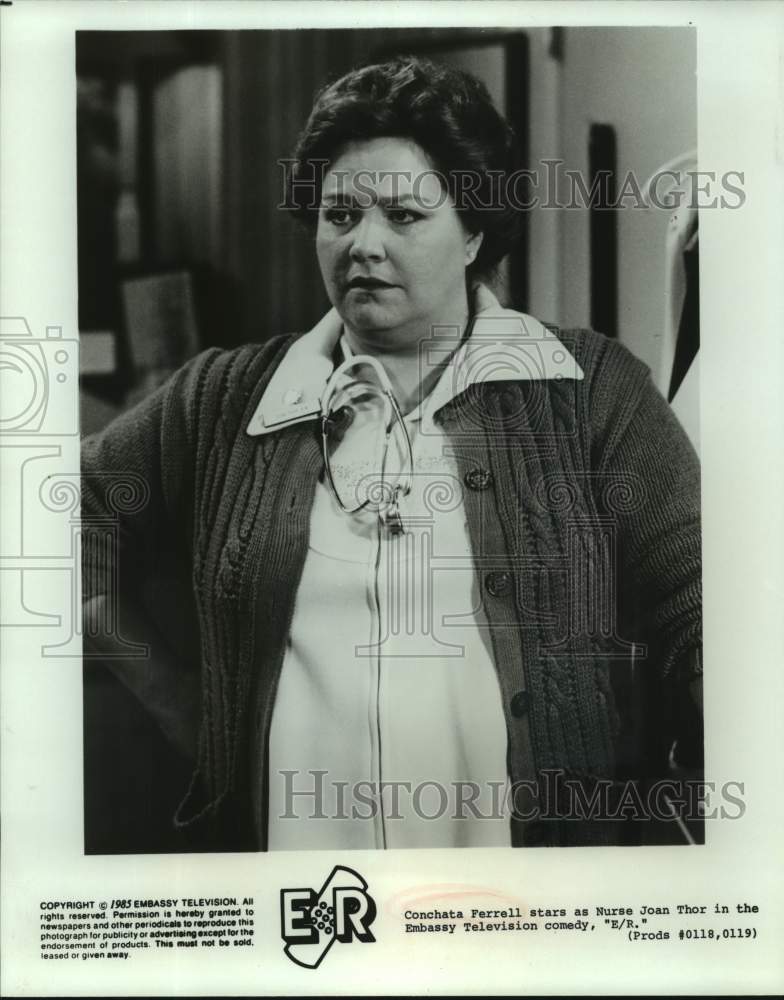 1985 Press Photo Actress Conchata Ferrell stars as Nurse Joan Thor in &quot;E/R&quot; Show- Historic Images