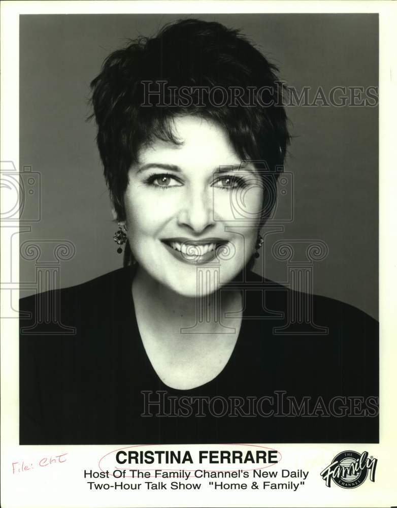 1996 Press Photo Cristina Ferrare, Host of The Family Channel&#39;s &quot;Home &amp; Family&quot;- Historic Images