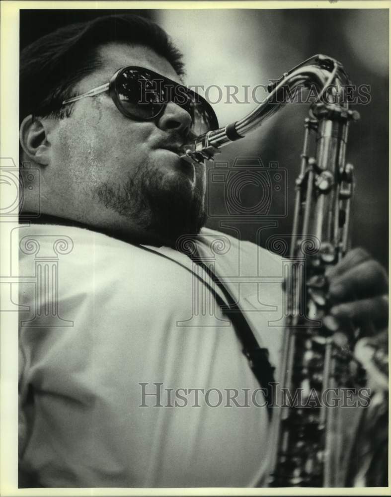 1987 Press Photo Richard Garcia of First Light performs at Jazz's Alive Festival- Historic Images