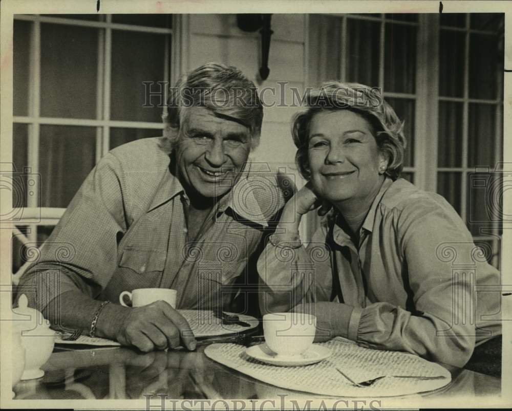 1979 Press Photo Barbara Bel Geddes and Jim Davis star on Dallas, on CBS.- Historic Images