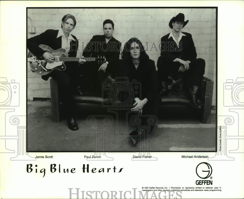 1997 Press Photo Four Members of the band Big Blue Hearts, Musicians in portrait- Historic Images