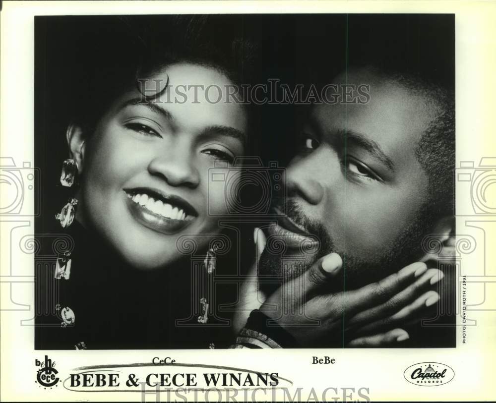 1991 Press Photo CeCe and BeBe Winans, Musical Duo in closeup portrait- Historic Images