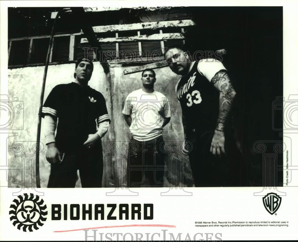 1996 Press Photo Three Members of the band Biohazard in portrait, Musicians- Historic Images