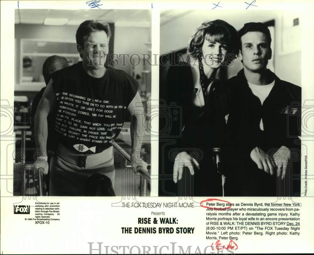 1996 Press Photo Peter Berg in Rise & Walk: The Dennis Byrd Story, on Fox.- Historic Images