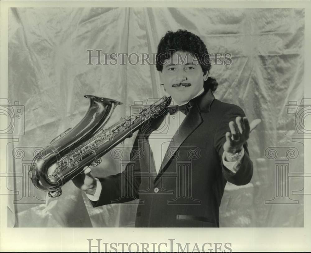 1990 Press Photo Musician Joe Posada y Quinto Sal at Texas Irish Festival- Historic Images