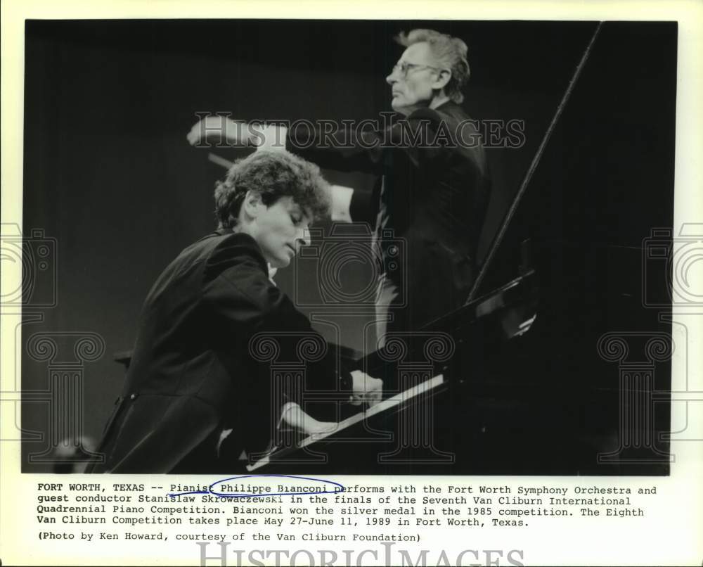 1989 Press Photo Pianist Philippe Bianconi performs with the Fort Worth Symphony- Historic Images