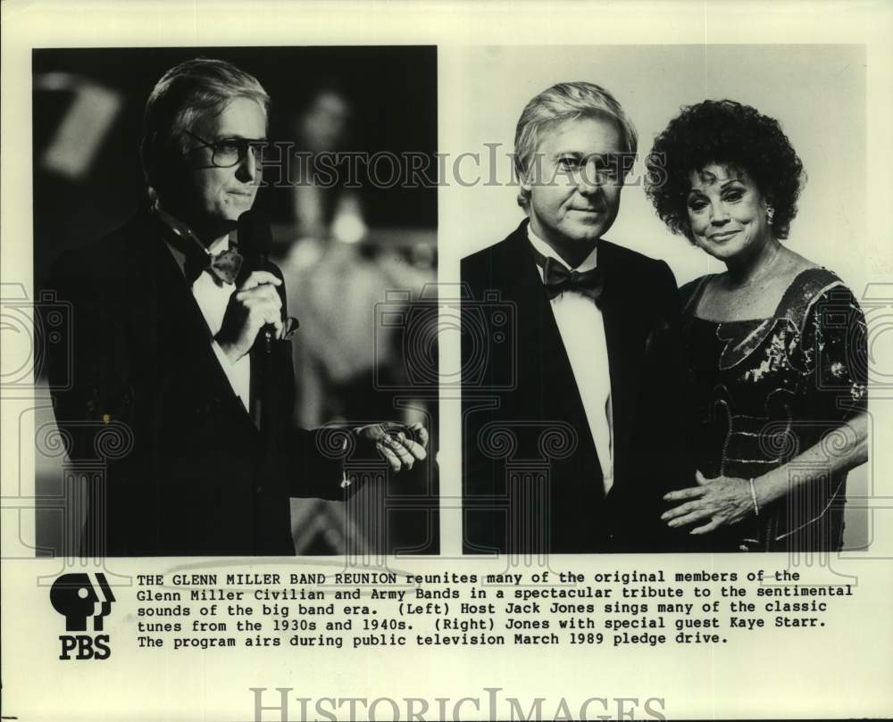 1989 Press Photo The Glenn Miller Band Reunion, Host Jack Jones, Kaye Starr- Historic Images