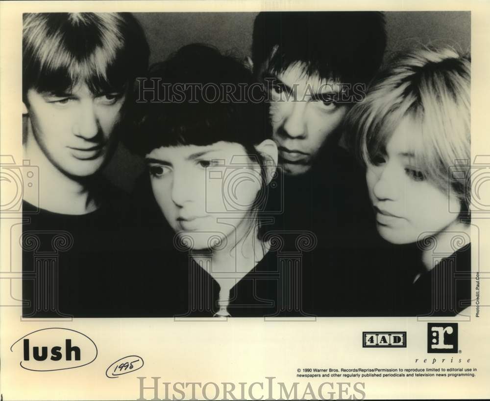 1995 Press Photo Four Members of the band Lush in closeup - sap11652- Historic Images