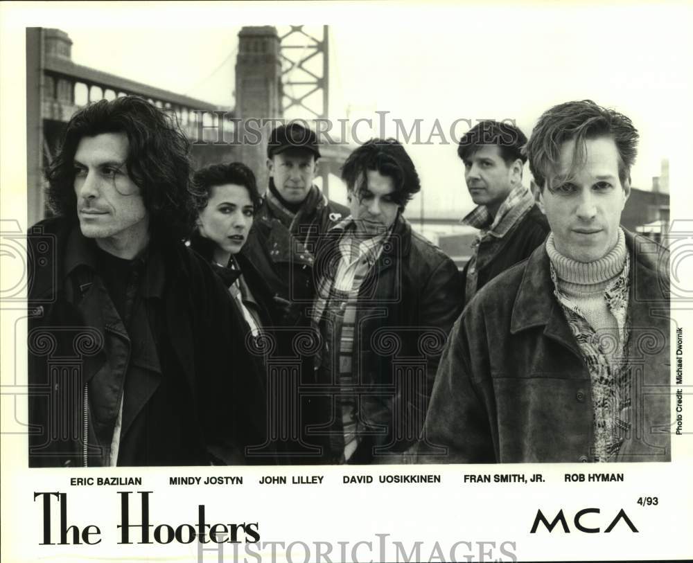 1993 Press Photo Eric Bazilian, Mindy Jostyn and John Lilley of The Hooters.- Historic Images