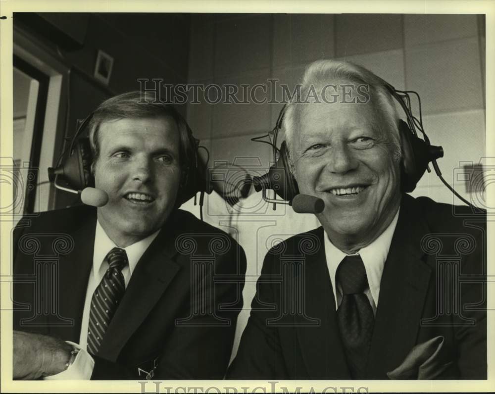 1983 Press Photo Charlie Jones,Bob Griese, sportscasters, Fiesta Bowl '84- Historic Images